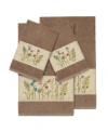 Linum Home Turkish Cotton Serenity 4-pc. Embellished Towel Set Bedding In Latte