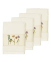 Linum Home Turkish Cotton Serenity 4-pc. Embellished Washcloth Set Bedding In Cream