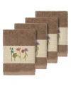 Linum Home Turkish Cotton Serenity 4-pc. Embellished Washcloth Set In Latte