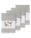 Linum Home Turkish Cotton Serenity 4-pc. Embellished Washcloth Set In Light Grey