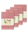 Linum Home Turkish Cotton Serenity 4-pc. Embellished Washcloth Set In Tea Rose