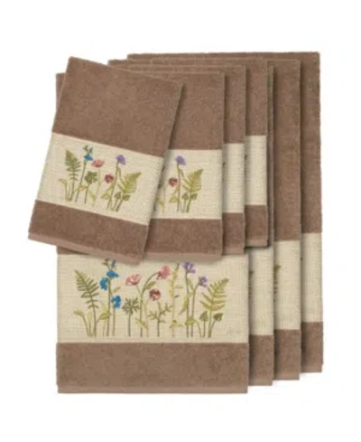Linum Home Turkish Cotton Serenity 8-pc. Embellished Towel Set Bedding In Latte