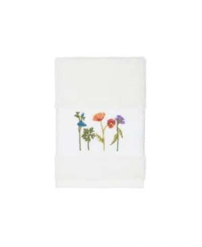 Linum Home Turkish Cotton Serenity Embellished Washcloth Bedding In White
