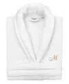 Linum Home Turkish Personalized Unisex Anovia Velour Cotton Bathrobe In White