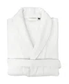 Linum Home Waffle Terry Bath Robe With Satin Piped Trim In White