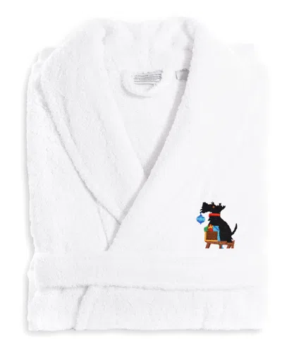 Linum Hometextiles Linum Home Textiles Christmas Dog Turkish Cotton Terry Bathrobe In White