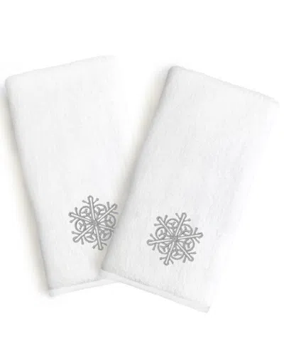 Linum Hometextiles Linum Home Textiles Grey Snow Flake Turkish Cotton Hand Towels In Multi