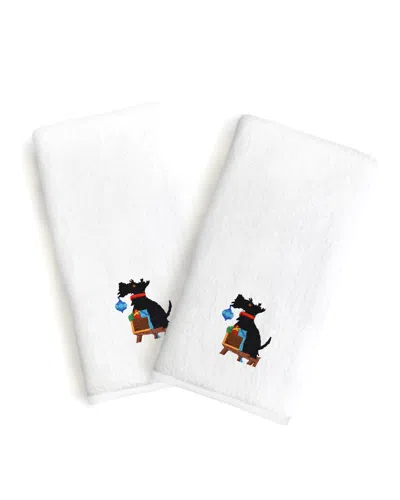 Linum Hometextiles Linum Home Textiles Set Of 2 Christmas Dog Turkish Cotton Hand Towels In White