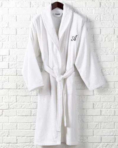 Linum Hometextiles Linum Home Textiles Unisex Monogrammed Terry Robe Small/medium In White