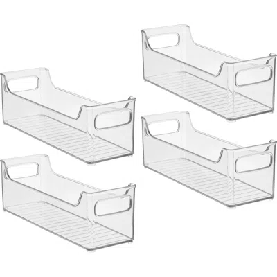 Linus Stackable Plastic Pantry Bin With Handles, Set Of 4, Clear, Made In Transparent