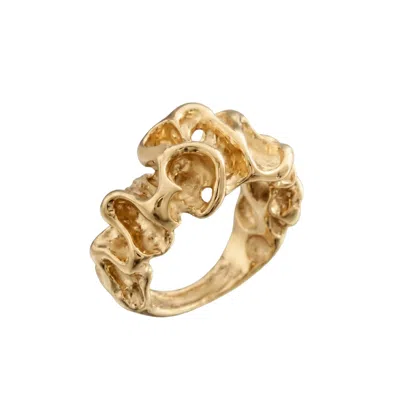 Linya Jewellery Women's Alveo Amorphous Textured Silver & Gold Plated Ring