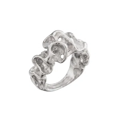 Linya Jewellery Women's Alveo Amorphous Textured Silver Ring In Metallic