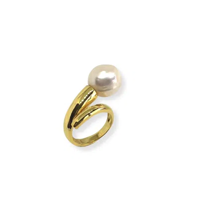 Linya Jewellery Women's Baroque Pearl Adjustable Gold Ring