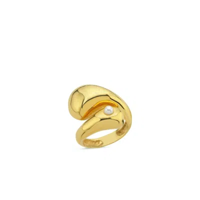 Linya Jewellery Women's Bersa Large Pearl Ring Gold
