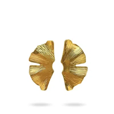 Linya Jewellery Women's Big Leaf Boho Gold Earrings