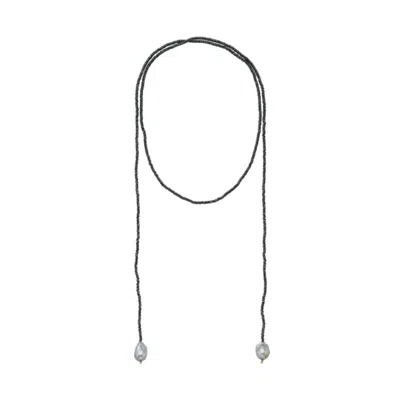 Linya Jewellery Women's Black Sedna Baroque Pearl Hematite Stone Long Necklace