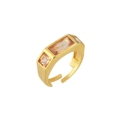 Linya Jewellery Women's Brown Vega Champagne Crystal Stone Ring