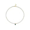 Linya Jewellery Women's Cosmic Big Pearl Zodiac Necklace Blue Birthtone In Blue