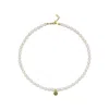 Linya Jewellery Women's Cosmic Big Pearl Zodiac Necklace Light Green Birthtone In Green
