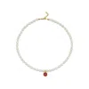 Linya Jewellery Women's Cosmic Big Pearl Zodiac Necklace Orange Birthtone In Orange