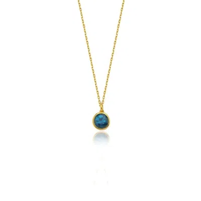 Linya Jewellery Women's Cosmic Chain Zodiac Necklace Blue Birthstone