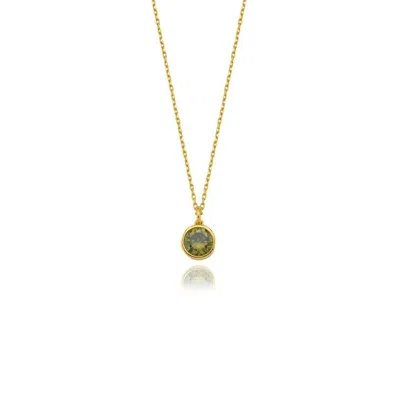 Linya Jewellery Women's Cosmic Chain Zodiac Necklace Light Green Birthstone