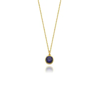 Linya Jewellery Women's Cosmic Chain Zodiac Necklace Navy Blue Birthstone