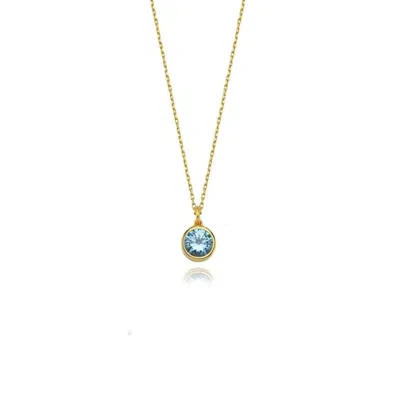 Linya Jewellery Women's Cosmic Chain Zodiac Necklace Sky Blue Birthstone