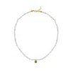 Linya Jewellery Women's Cosmic Small Pearl Zodiac Necklace Light Green Birthstone In Green