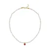 Linya Jewellery Women's Cosmic Small Pearl Zodiac Necklace Orange Birthstone In Orange
