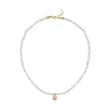 Linya Jewellery Women's Cosmic Small Pearl Zodiac Necklace Pink Green Birthstone In Pink