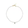 Linya Jewellery Women's Cosmic Small Pearl Zodiac Necklace Sky Blue Birthstone In Blue