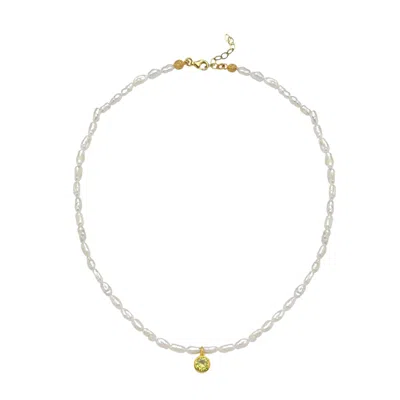 Linya Jewellery Women's Cosmic Small Pearl Zodiac Necklace Yellow Birthstone