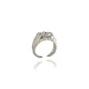 Linya Jewellery Women's Deka Amorphous Rectangular Shiny Silver Ring In Silver