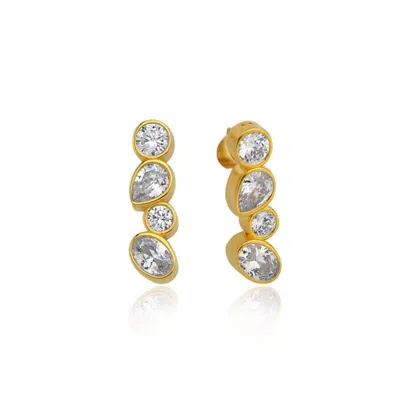 Linya Jewellery Women's Diana White Four Stone Earrings