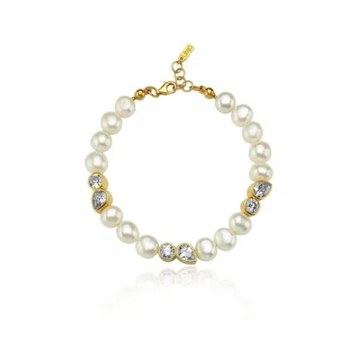 Linya Jewellery Women's Diana White Stone Pearl Bracelet