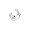 Linya Jewellery Women's Double Row Asymmetric Ring Silver