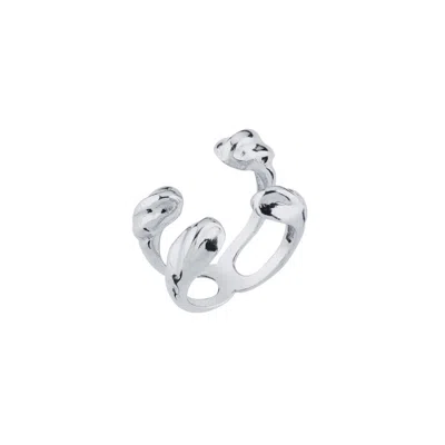 Linya Jewellery Women's Double Row Asymmetric Ring Silver