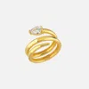 Linya Jewellery Women's Drop Stone Snake Ring Gold