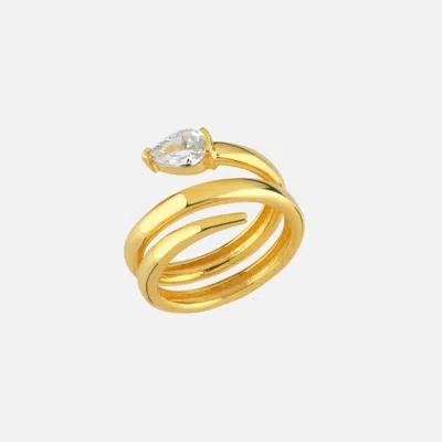 Linya Jewellery Women's Drop Stone Snake Ring Gold