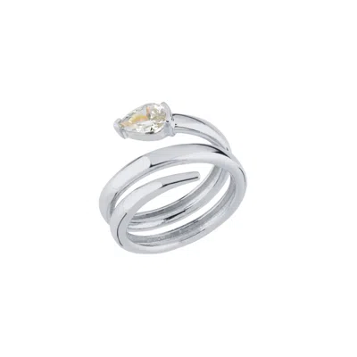 Linya Jewellery Women's Drop Stone Snake Ring Silver