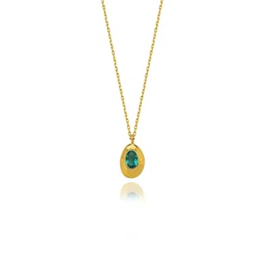 Linya Jewellery Women's Ella Green Oval Necklace