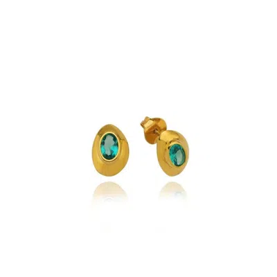 Linya Jewellery Women's Ella Green Stone Stud Earrings