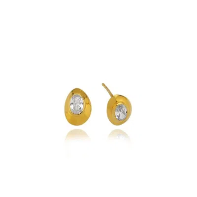 Linya Jewellery Women's Ella White Stone Stud Earrings