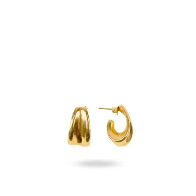 Linya Jewellery Women's Gold Amorphous Hoop Earrings