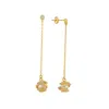 Linya Jewellery Women's Gold Amour Cage Pearl Long Chain Earring