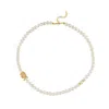 Linya Jewellery Women's Gold Amour Caged Pearl Necklace, Wedding Pendant
