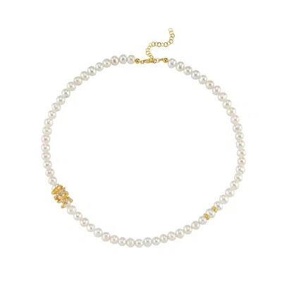 Linya Jewellery Women's Gold Amour Caged Pearl Necklace, Wedding Pendant