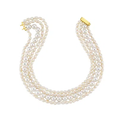 Linya Jewellery Women's Gold Amour Multi Pearl Choker, Wedding Pendant