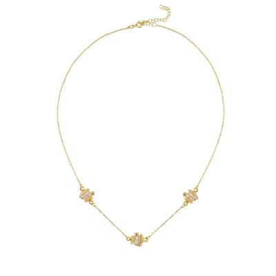 Linya Jewellery Women's Gold Amour Triple Pearl Cage Chain Necklace